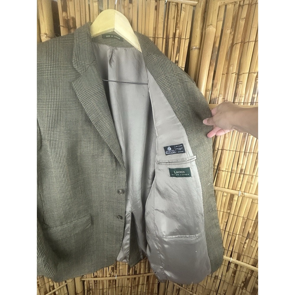 Vintage LAUREN Ralph Lauren Men's Blazer/Sport Coat 100% Wool 44L -‎ Gray Brown - Picture 10 of 16